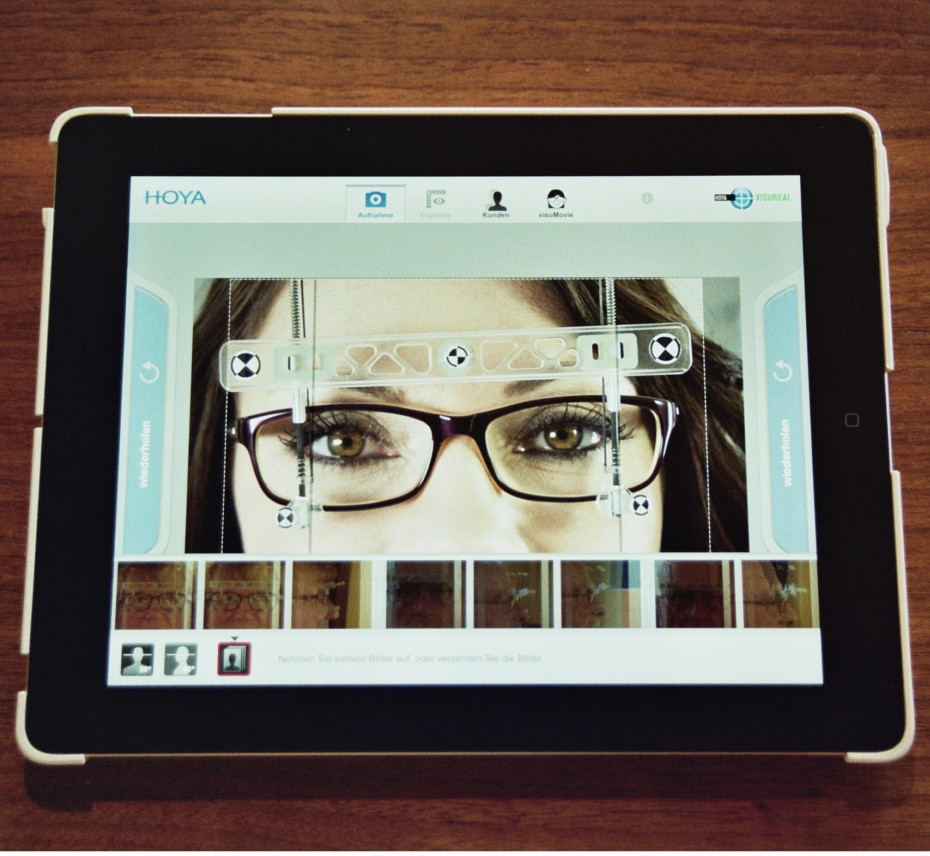 Brillenglas-Zentrierung via Tablet